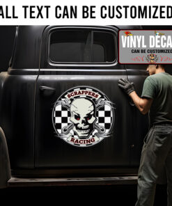 Personalized Skull Scrappers Racing Sticker 11669