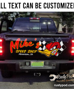 Personalized Hot Rod Duck Garage Truck Tailgate Decals 11129