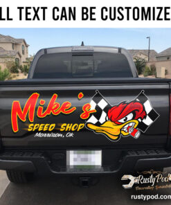 Personalized Hot Rod Duck Garage Truck Tailgate Decals 11129