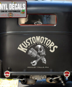 Personalized Skull Wrench And Piston Lettering Vinyl Sticker 10413