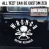 Personalized Skull Wrench Lettering Vinyl Sticker 10459