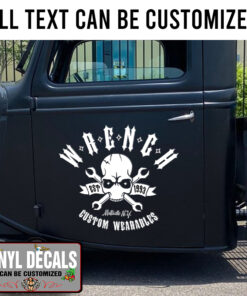 Personalized Skull Wrench Lettering Vinyl Sticker 10459