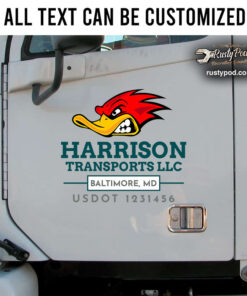Personalized Hot Rod Duck Lettering For Transport Company Sticker 11161
