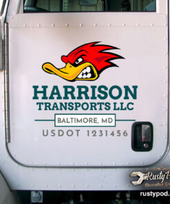 Personalized Hot Rod Duck Lettering For Transport Company Sticker 11161