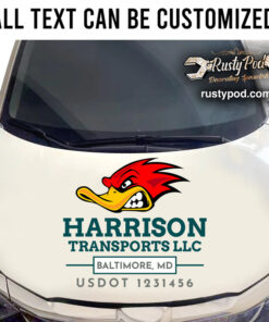 Personalized Hot Rod Duck Lettering For Transport Company Sticker 11161