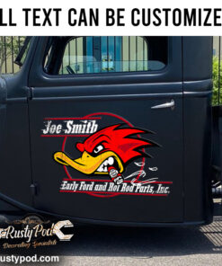 Personalized Hot Rod Duck Lettering Sticker 11003