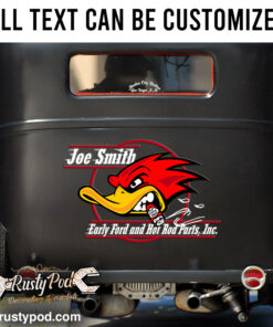 Personalized Hot Rod Duck Lettering Sticker 11003