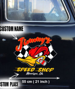 Personalized Hot Rod Duck Lettering Vinyl Sticker 10666