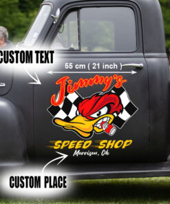 Personalized Hot Rod Duck Lettering Vinyl Sticker 10666