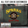 Personalized Spark Plug And Crossing Wrench Lettering Vinyl Sticker 10505