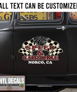 Personalized Speed And Chome Hot Rod Art Sticker 11449