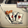 Personalized Hot Rod Garage Four Aces Large Playing Cards Hot Rod Vintage Vinyl Sticker 09912