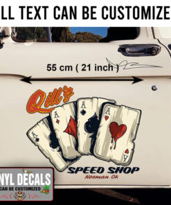 Personalized Hot Rod Garage Four Aces Large Playing Cards Hot Rod Vintage Vinyl Sticker 09912