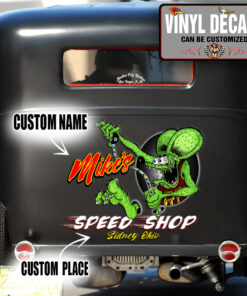 Personalized Hot Rod Garage Speed Shop Vinyl Sticker 09643