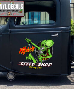 Personalized Hot Rod Garage Speed Shop Vinyl Sticker 09643