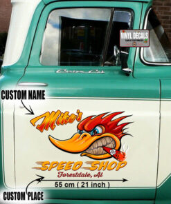 Personalized Hot Rod Garage Speed Shop Vinyl Sticker 09649