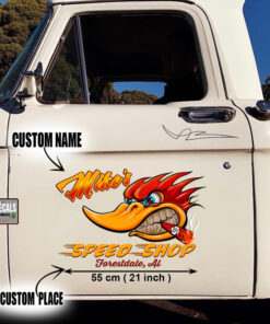 Personalized Hot Rod Garage Speed Shop Vinyl Sticker 09649