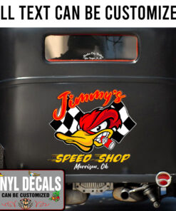 Personalized Hot Rod Garage Speed Shop Vinyl Sticker 09670
