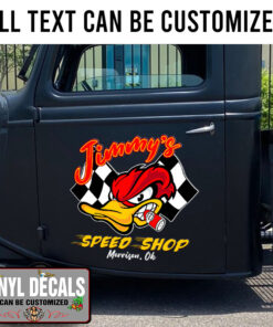 Personalized Hot Rod Garage Speed Shop Vinyl Sticker 09670