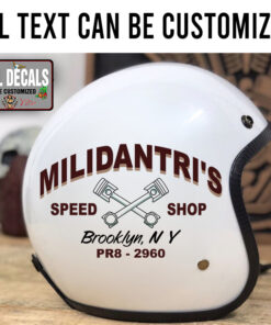 Personalized Speed Shop Lettering Crossing Piston Sticker 11943