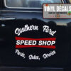 Personalized Speed Shop Lettering Vinyl Sticker 10567