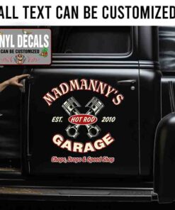 Personalized Hot Rod Garage Lettering Vinyl Sticker 10717
