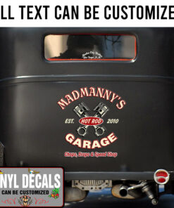 Personalized Hot Rod Garage Lettering Vinyl Sticker 10717