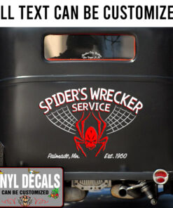 Personalized Spider Hot Rod Lettering Vinyl Sticker 10445