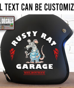 Personalized Hot Rod Lettering Rusty Rat Sticker 11968