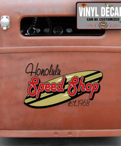 Personalized Surf Speed Shop Lettering Vinyl Sticker 10796