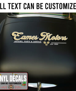 Personalized Hot Rod Lettering With Crossing Piston Vinyl Sticker 10793