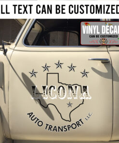 Personalized Texas Auto Transport Lettering Vinyl Sticker 10789