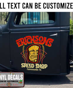 Personalized Tiki Hot Rod Shop Vinyl Sticker 10400