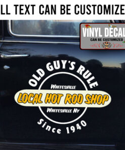 Personalized Hot Rod Shop Lettering Vinyl Sticker 10520