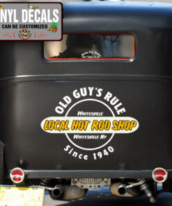 Personalized Hot Rod Shop Lettering Vinyl Sticker 10520