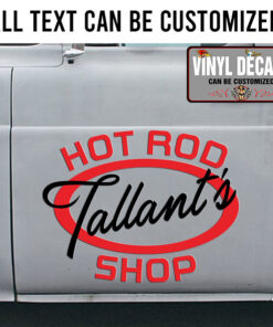 Personalized Hot Rod Shop Lettering Vinyl Sticker 10591