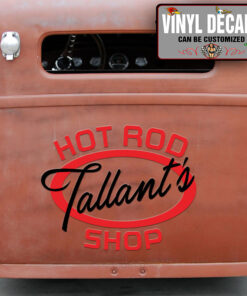 Personalized Hot Rod Shop Lettering Vinyl Sticker 10591
