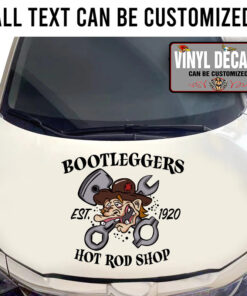 Personalized Hot Rod Shop Wrench And Piston Lettering Sticker 11566