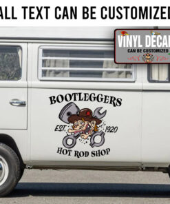 Personalized Hot Rod Shop Wrench And Piston Lettering Sticker 11566