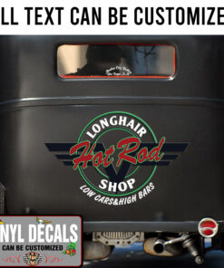 Personalized Hot Rod Wings Lettering Vinyl Sticker 10417