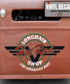 Personalized Hot Rod Wings Lettering Vinyl Sticker 10417