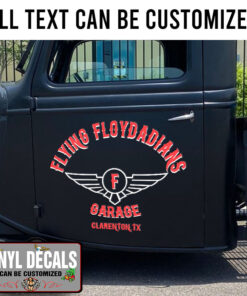 Personalized Hot Rod Wings Lettering Vinyl Sticker 10626