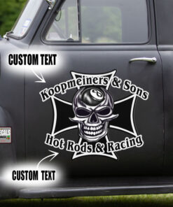 Personalized Iron Cross And Skull Lettering Vinyl Sticker 10668