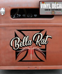 Personalized Iron Cross Pinstriping Lettering Vinyl Sticker 10436