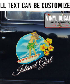 Personalized Island Girl Vinyl Sticker 10516