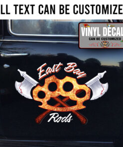 Personalized Knuckle And Crossing Axe Lettering Sticker 11470