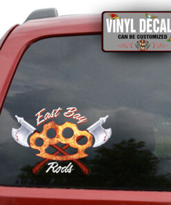 Personalized Knuckle And Crossing Axe Lettering Sticker 11470