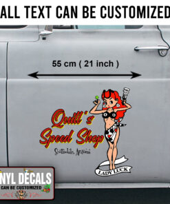 Personalized Lady Luck Hot Rod Lettering Vinyl Sticker 10721