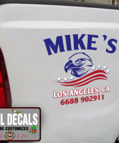 Personalized Us Eagle And Flag Sticker 11042