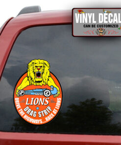 Personalized Lion Drag Strip Hot Rod Lettering Sticker 11438
